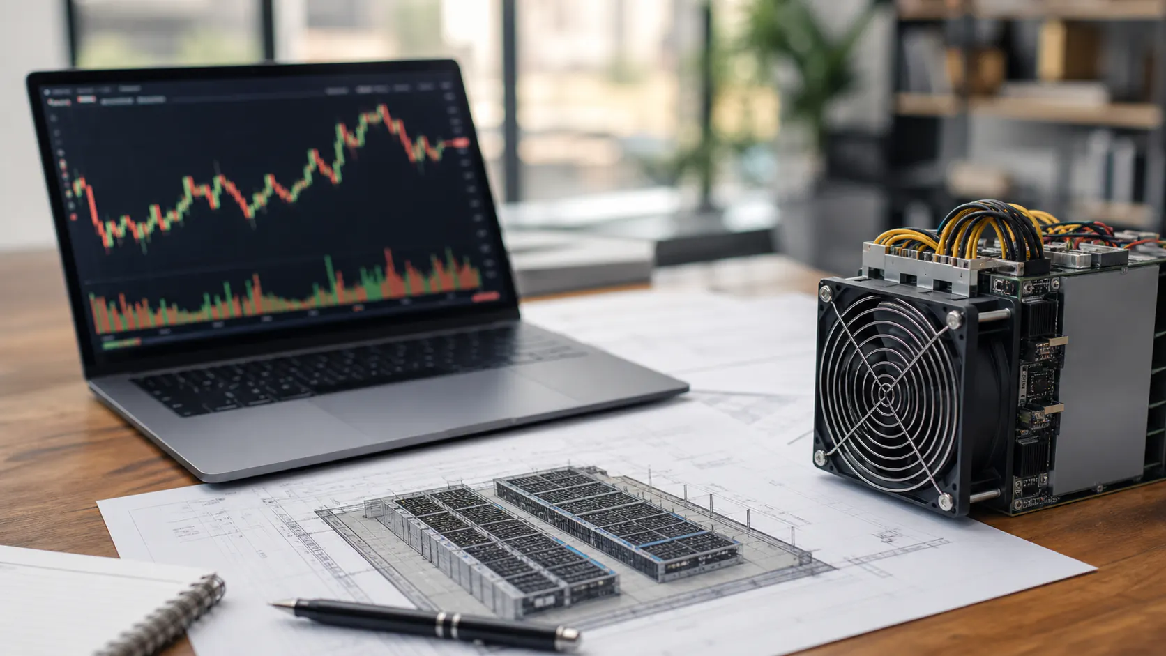 Mining-Hardware und Finanzanalyse fuer ein Bitcoin Mining Investment