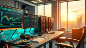 computer Bildschirm symbolisiert charts mit bitcoin investment bitcoin mining vs bitcoin aktien